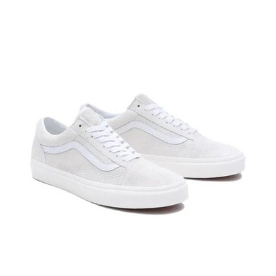 Vans Old Skool White Pig Suede Low Skate Shoes Size Men's 7 Women's 8.5