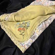 Vintage HTF Gymboree 2004 Baby Blanket - green, flowers, white, ruffles