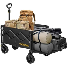 80L+50L Collapsible Wagon with Tailgate 300lbs Outdoor Utility Cart for Camping