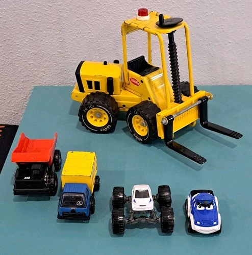 Vtg Tonka Steel Construction Vehicles Forklift 5290, Dump Truck 312, Box Truck