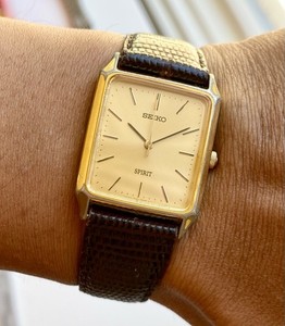Authentic 1996 Vintage Seiko Spirit Tank JDM Quartz 25mm Gold Plated Sapphire Crystal