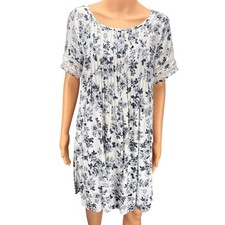 Torrid Floral Pintuck Lace Trim Babydoll Dress White Navy Cottage Core + Size 00
