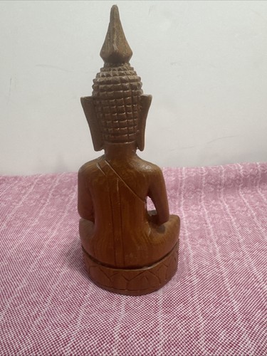 Handgeschnitzter Buddha aus Holz 5,5 Zoll hoch - Bild 6 von 8