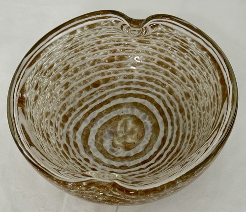 Vintage Barovier Toso Murano Art Glass Ashtray Candy Dish White Brown Good Swirl - Picture 4 of 13