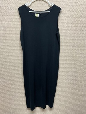Ming Wang Acrylic Knit Sleeveless Shift  Dress in Black L Large Womens
