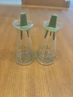 Vintage Pyrex Glass Crazy Daisy Salt Pepper/Shakers Green Corelle Spring Blossom