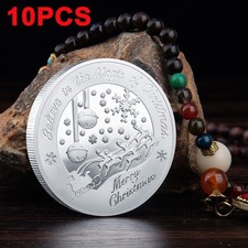 10pcs Coin Merry Christmas Collection Wishing Noel Souvenirs Santa Claus silver
