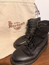 Vintage Dr. Martens Made In England SZ 6 Black Leather 8 Eye With Dust Bag EUC