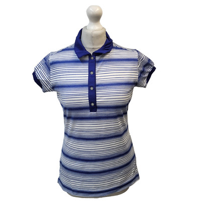 Nike Golf blau weiß gestreiftes Poloshirt Damen UK Größe S 8-10 M995