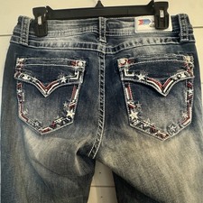 Grace in La Jeans, Sz.29x33 Embroidered Patriotic Star Cowboy Rodeo Western