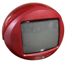 Vtg Target MEMOREX MSP-TV1300 13" CRT TV Red Sphere Ball Tested Working W/Remote