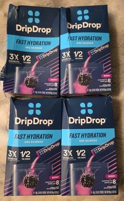 Drip Drop FAST HYDRATION 8 BERRY POWDER DRINK MIX 4 Pack Exp 11/2028