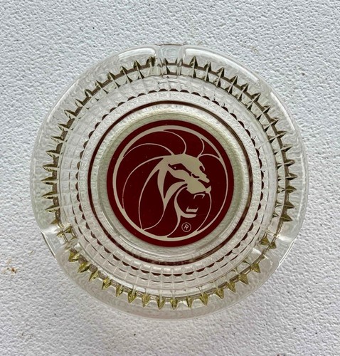 MGM Grand Hotel Casino Ashtray Las Vegas Nevada Clear Glass Memorabilia Gamble