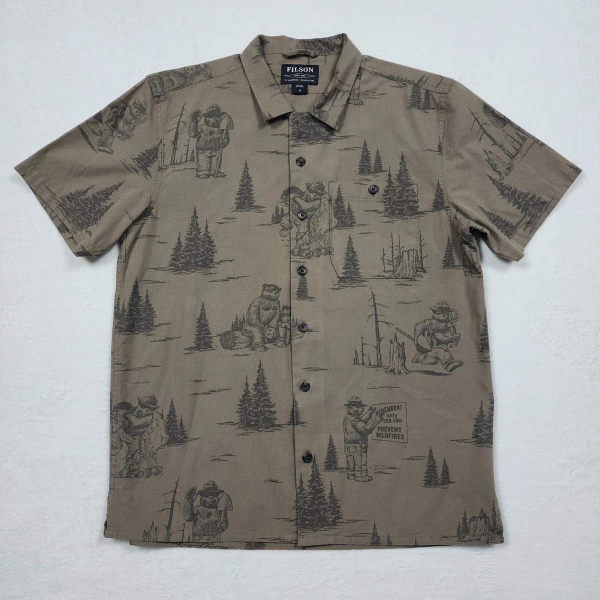 Chemise Pêche Vintage Filson Homme – 2XL, Kaki, Made In USA, 100% Coton