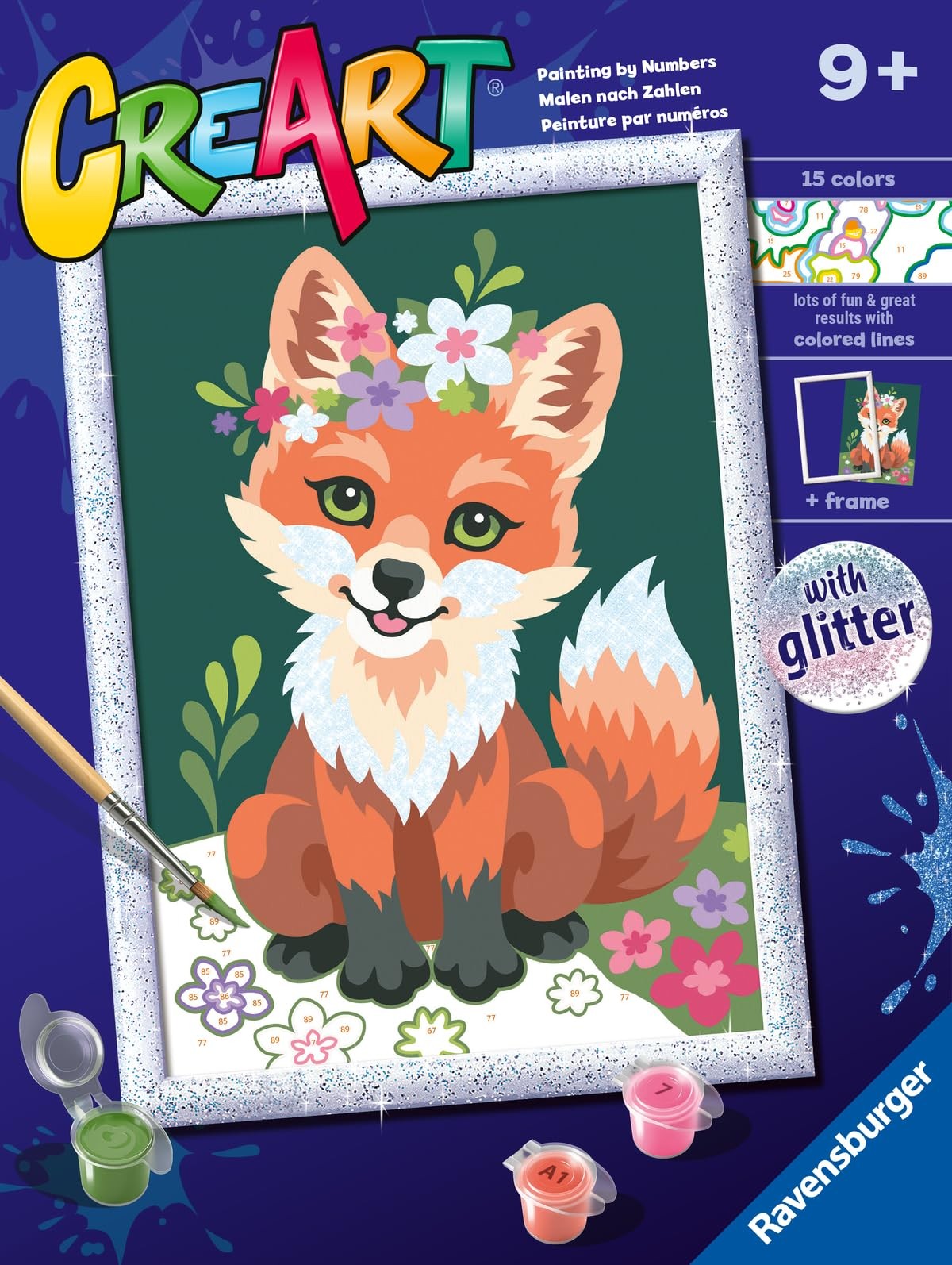 Peinture par numéros renard et fleurs pour vos soirées détente à la maison