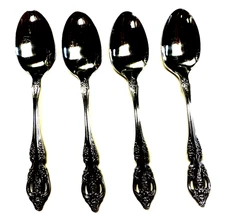 Oneida Renoir Pembrooke Set of 4 Teaspoons USA Stainless Flatware