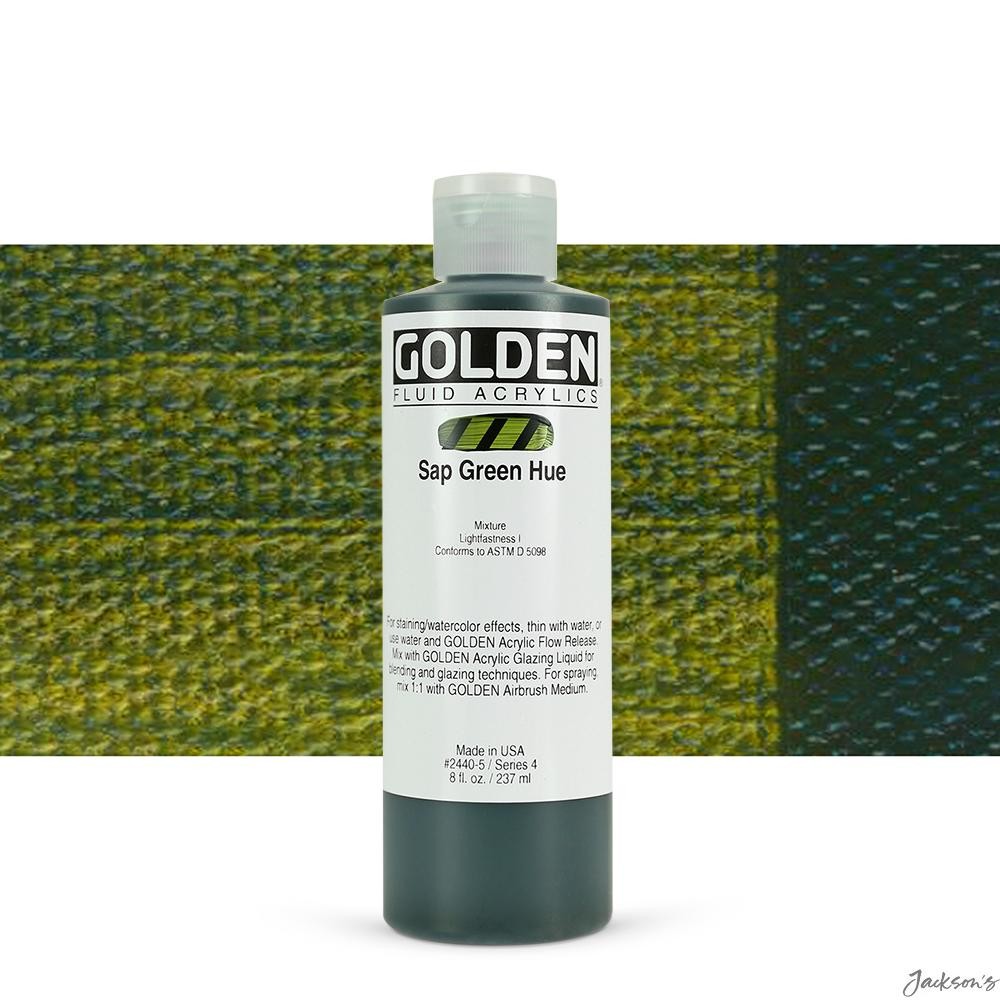 Golden Fluid Acrylic Paint Lightfast Pigments 237ml 8oz Sap Green Hue