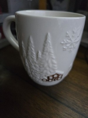 Pottery Barn Whistler Chalet Embossed Mug!  New!  Free Priority Ship!!