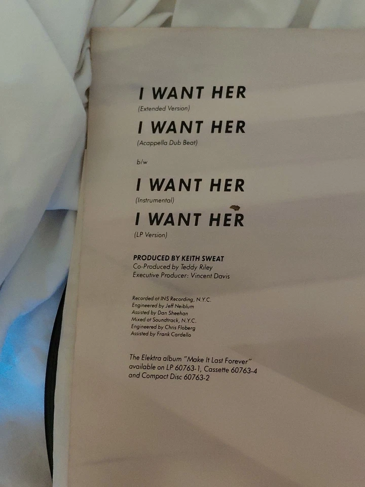 Keith Sweat I Want Her X 4 Mixes 12" Original 066788 Dj R&b Vocals Hit - Image 4 of 4