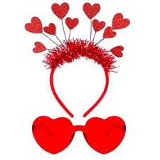 Headband and Red Heart Shaped Glasses Romantic Red Heart Headbands for Women