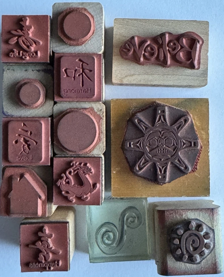 Lote 13 Misc. Estampillas de goma Clear Believe armonía asiática dragón felicidad amor Foto 2 de 4