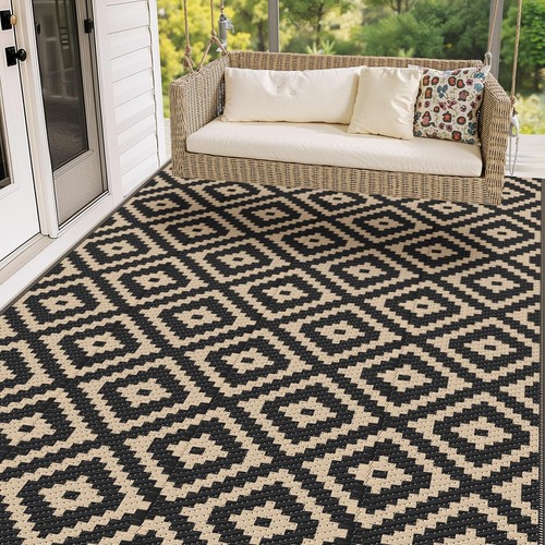 Waterproof Outdoor Rug 5x8 Ft Outdoor Plastic Straw Rug Reversible Patio Rug ...