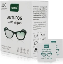 Anti-Fog Lens Wipes,100 Count, Quick-Clean Lens Cloths for Eyeglasses, Goggles, 