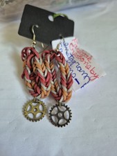 Rainbow Loom Steampunk Gear Earrings Handmade