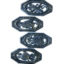 Vintage Homco Set of 4 Wall Plaques Medieval Black/Gold Gothic MCM Decor