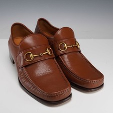 Gucci Mens Brown Leather Horsebit Loafers Size 9.5  Authentic