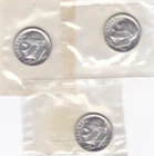 3  x  Roosevelt   Dimes  (90% Silver)  Sharp  (1962 P)  Coins