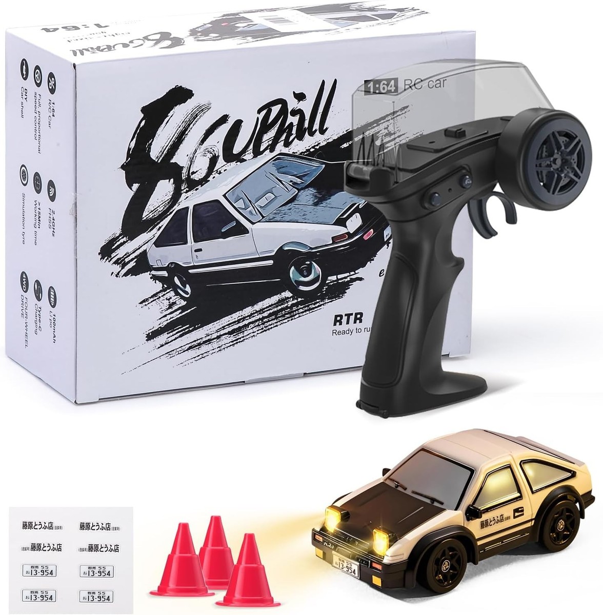 1/64 AE86 Mini RC Cars Racing Drift Remote Control Car LED Light