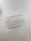 Federal Ribbed Clear Glass Refrigerator Dish Veggie Lid  Rectangle Vintage