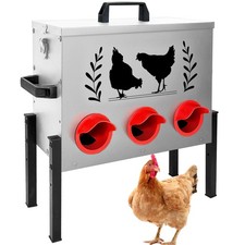 Koretech 30 lb Capacity Automatic Chicken Feeder 6 Port Metal Chick Feeder Locki