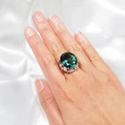 Lagoon Blue Tourmaline Oval 15.10Ct 925 Sterling Silver Rose Gold Rings Size 5.5