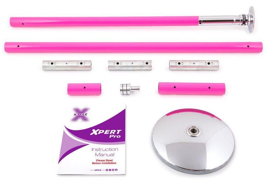 XPole X-PERT Pro 45mm PX Spinning Static Dance Exercise X Pole Set Silicone  Pink