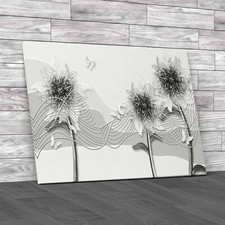 Abstract Floral Butterfly Mural With Jeweled Black White Canvas Print Large