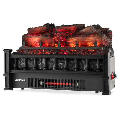 20'' Electric Fireplace Heater Logs Insert Infrared Quartz Adjustable Temperature
