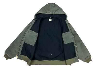 Vintage Carhartt J130 MOS Quilted Hooded Duck Jacket Moss Green