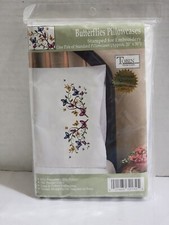 TOBIN BUTTERFLIES 1 PAIR OF PILLOWCASES STAMPED FOR EMBROIDERY 20" X 30" T232132
