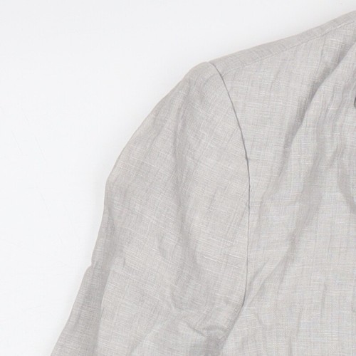 Zara Women's Grey Linen Blazer Size 14 Regular - Picture 8 of 12