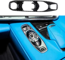 Gloss Carbon Fiber Print Gear Shift Panel Frame Cover ABS Fits 20-24 Corvette C8