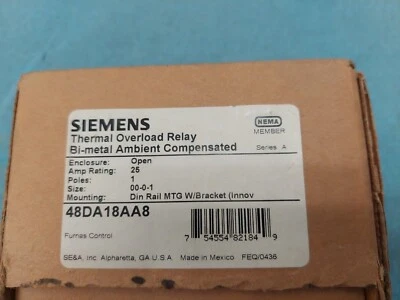 FLUID MANAGEMENT Siemens Thermal Overload Relay 48DA18AA8