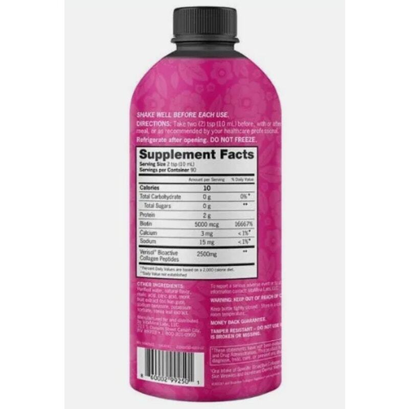 Zena Nutrition Liquid Collagen Biotin 2500mg + 5000mcg Biotin, 90