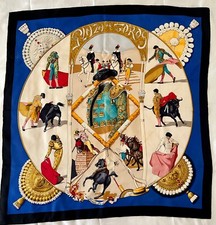 Plaza De Toros Hermes Scarf Silk Carre90  Blue/Multi color