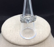 Sterling Silver 925 Unique Leaves Design Cz Wedding Ring Set Sz 7.75 V644