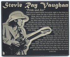 Stevie Ray Vaughan Pride & Joy Laser Engraved Hand Tooled Leather Wood Plaque.