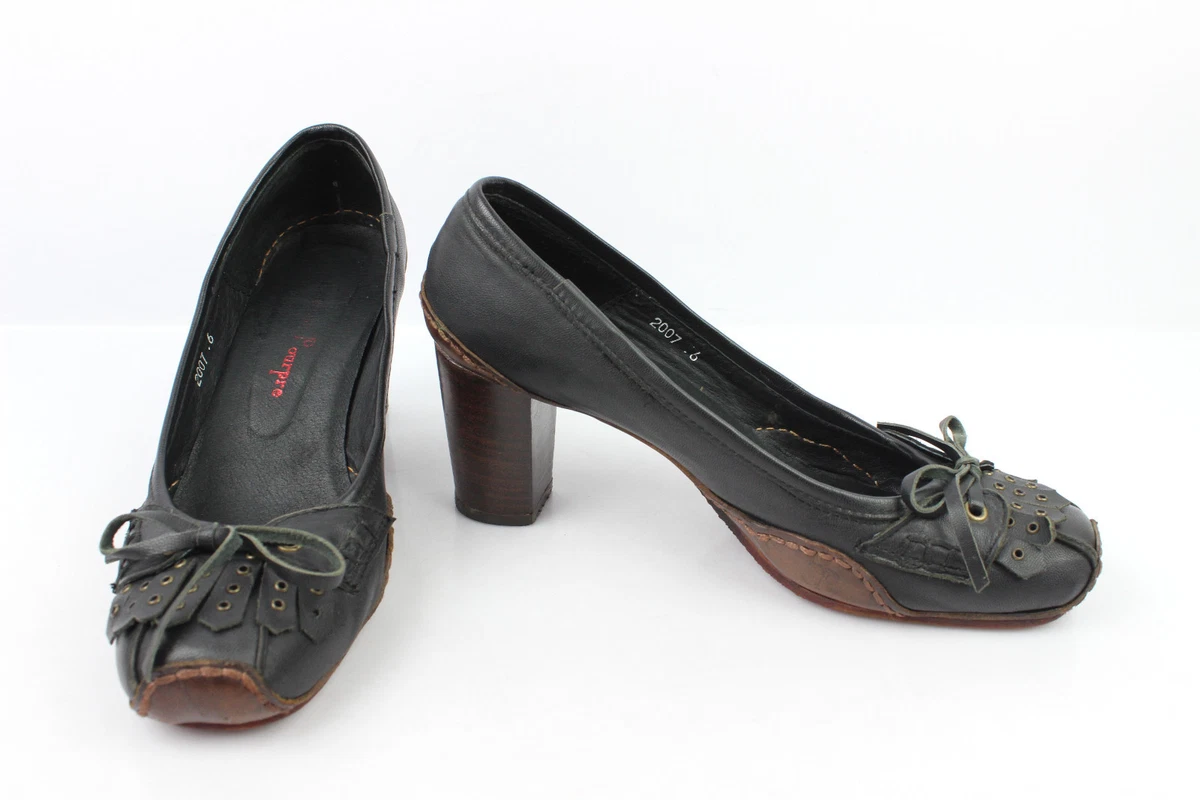 Court Shoes COULEUR POURPRE all Leather Black And Brown T 36 Very Good Condition