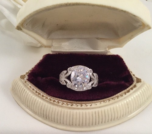Vintage Jewellery Gold Ring White Sapphires Antique Deco Dress Jewelry 6 1/2 - Picture 3 of 10