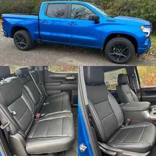 2024 Katzkin Silverado Crew Cab Lt Black Leather Seat Covers With Rear Storage